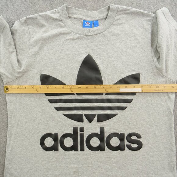 Adidas Shirt Mens Medium Gray Graphic Print Crew Neck Short Sleeve Active Gym - Picture 11 of 15